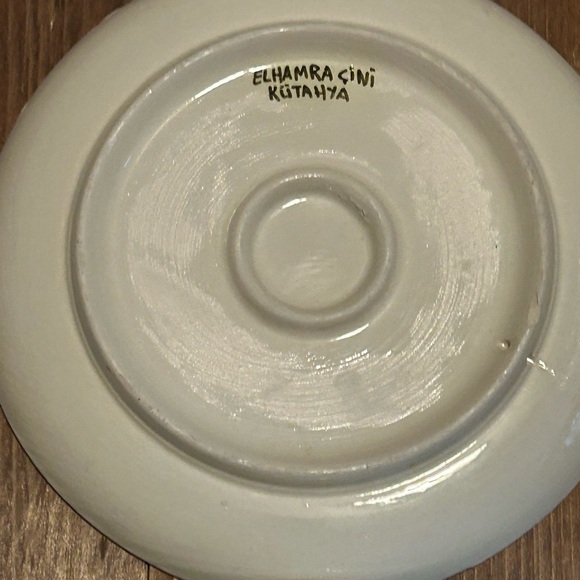 Vintage Turkish Elhumra Cini Kutahya Art Pottery Plate Hand Painted - Picture 6 of 9